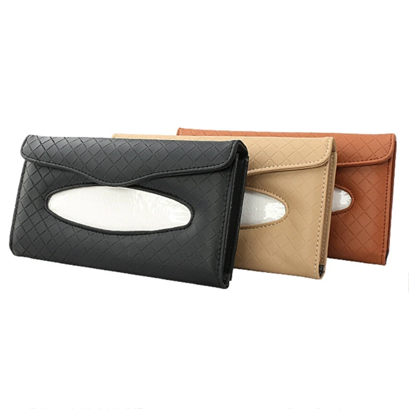 

Multifunctional Leather Car Tissue Box Car Sun Visor Hanging Type Auto Clip Holder Paper Napkin Accessories