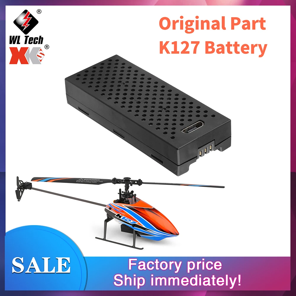 9imod 3PCS Original WLtoys XK K127 Battery 3.7V 400mAh 20C RC Helicopter Spare Parts Remote Control Toy Accessories K127.0010 