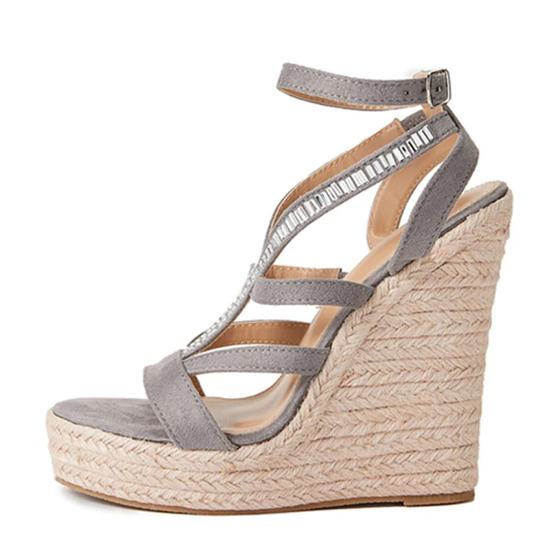 Women's Wedge Sandals Platform Sandals Wome Ankle Strap Fashion Wedges  Sandals Open Toe Casual Summer Espadrilles Straw Woven Slip on Shoes Women