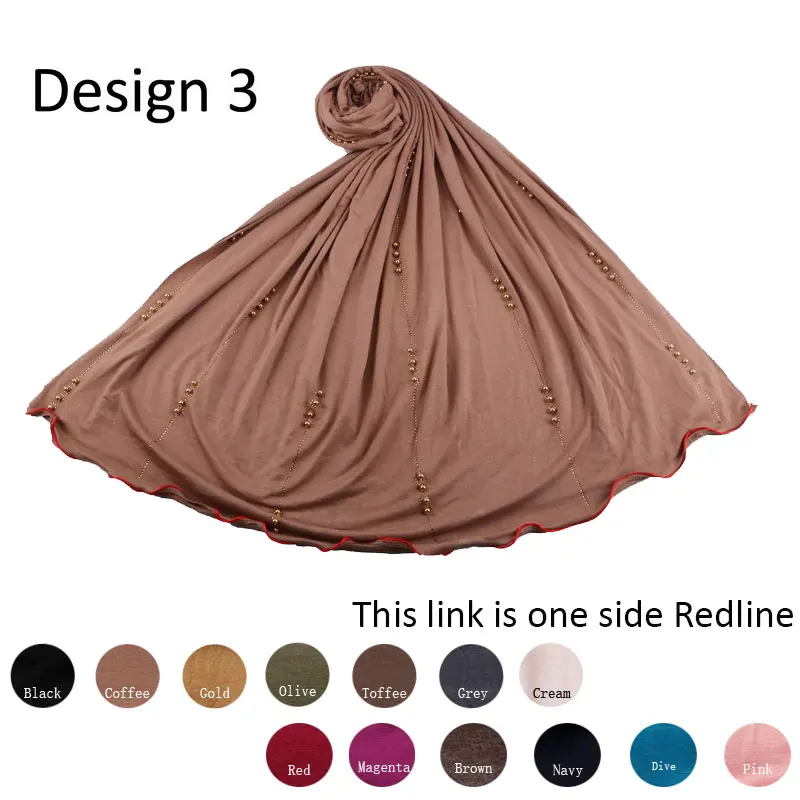 

SGM-D03-Redline 2020 new design one side redline Stretchy Jersey Hijab Scarf with diamond for netherlands muslim women