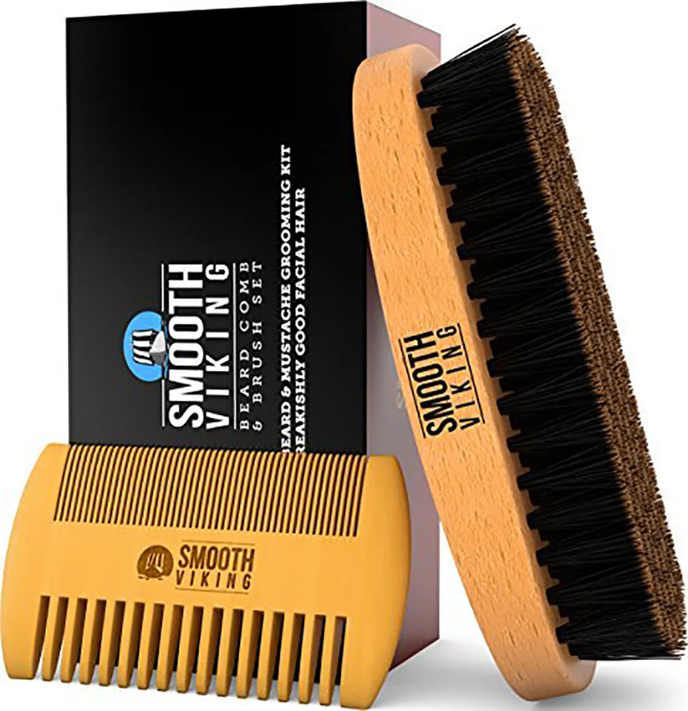 MOQ 100 PCS OEM ODM Custom LOGO Best Selling Beard Combs Brush Kits in Gift Box for US EU market custom hot selling n215 etal busins card printable n car reritable etal busins card