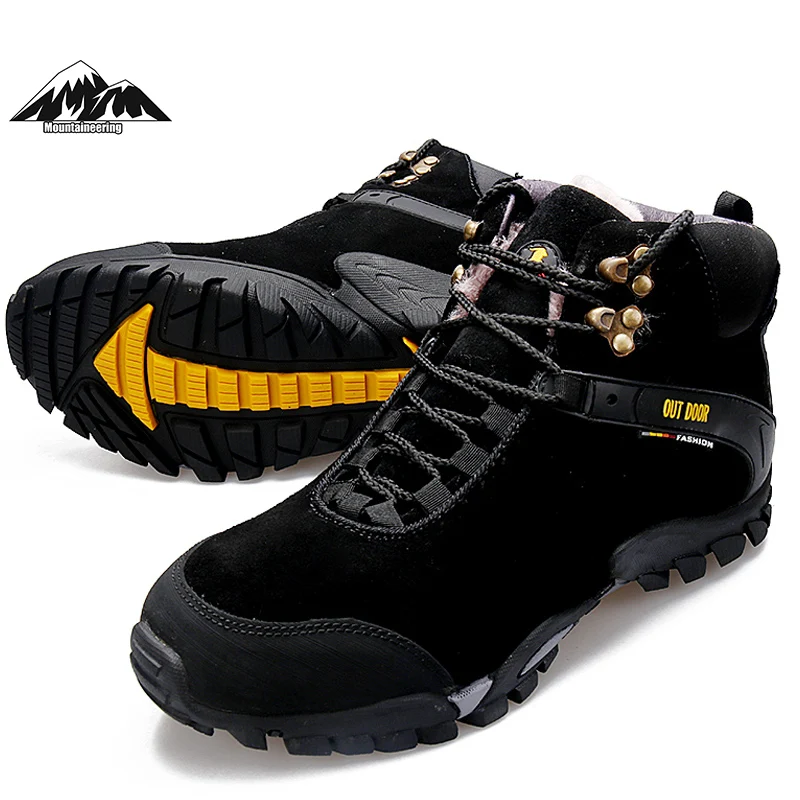 Зимняя походная обувь мужские кожаные водонепроницаемые походные ботинки