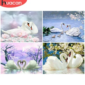

HUACAN 5D Diamond Painting Embroidery Swan Crystal Needlework Gift Full Diamond Mosaic Cross Stitch Wedding Decoration