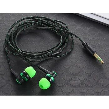 

High Quality Wired Earphone Brand New Stereo In-Ear 3.5mm Nylon Weave Cable Earphone Headset With Mic For