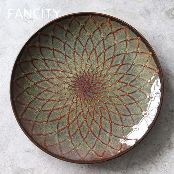 

FANCITY Japanese retro kiln glazed western plate flat plate salad plate dish plate