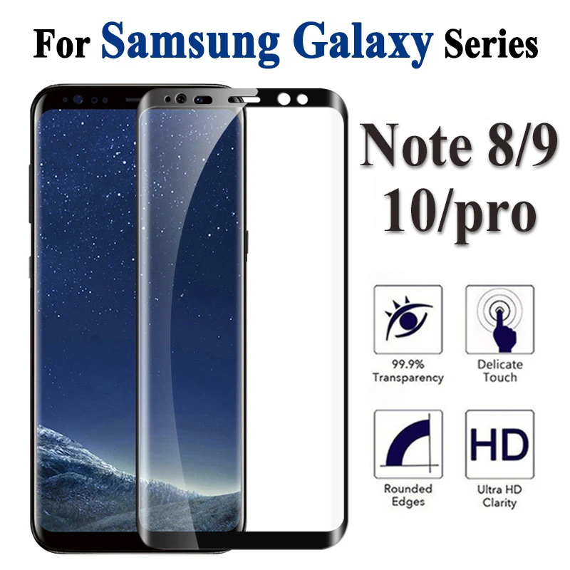 3D чехол для samsung galaxy note 10 pro 8 9 защитное стекло note10 plus note8 note9 закаленное glaxay gaxaly + 9H |