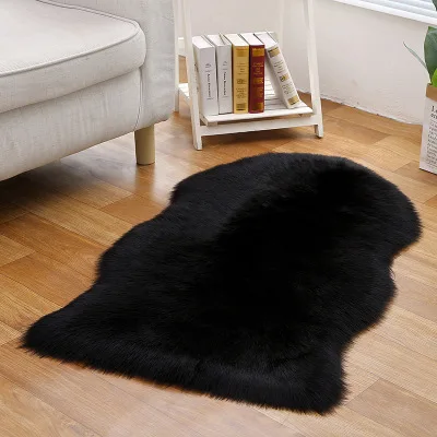 Black Мех из искусственной овчины мохнатый ковер диван cCushion гостиная эркер лестничный коврик европейские плюшевые ковры кожа пушистый уголок - Цвет: Black