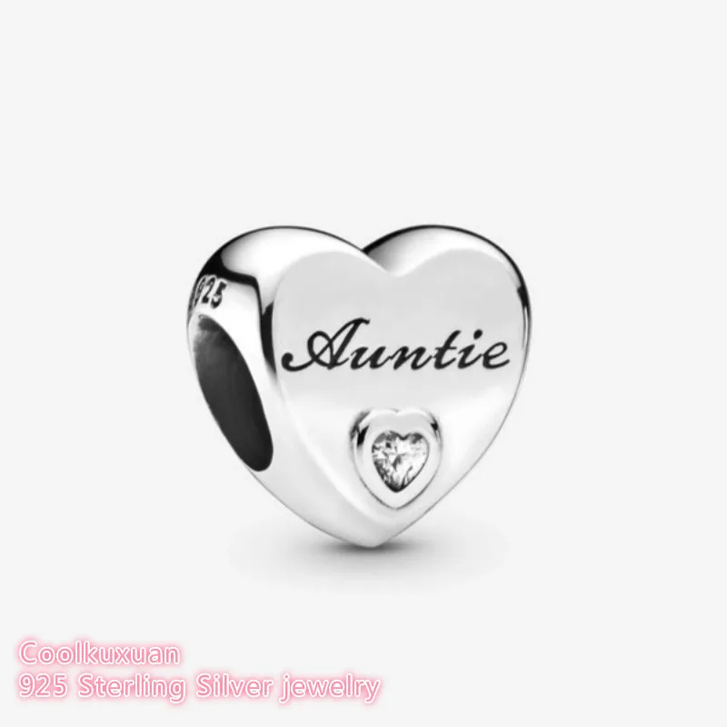 

Autumn 100% 925 Sterling Silver Auntie Love Heart Charm beads Fits Original Pandora bracelets Jewelry Making