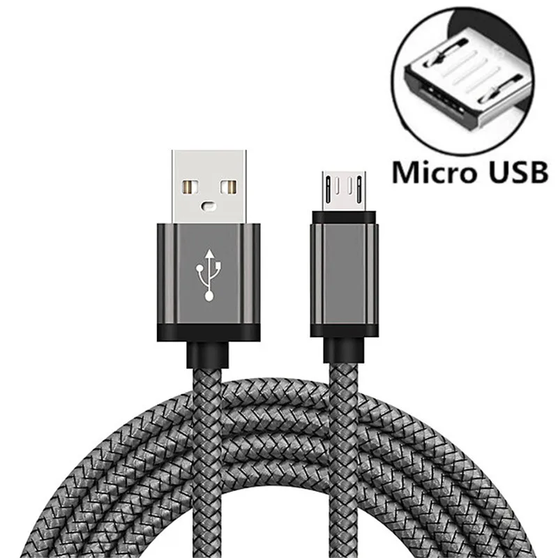 Micro USB Зарядное устройство кабель для huawei honor mate 10 lite mate 7 8 9 p6 p7 p8 p9 lite nova 2i 3i p smart плюс y7 y9 - Цвет: Черный