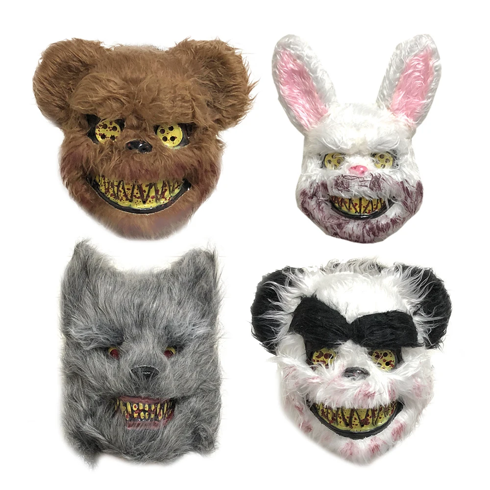 

2019 Halloween Horror Mask Masquerade Horror Scary Mask Bloody Rabbit Brown Bear Wild Wolf Scary Scary Mask