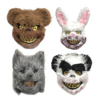 

New Rabbit Panda Wolf Horror Party Mask Halloween Masquerade Scary Mask Bloody Rabbit Brown Bear Wild Wolf Cosplay Party Mask