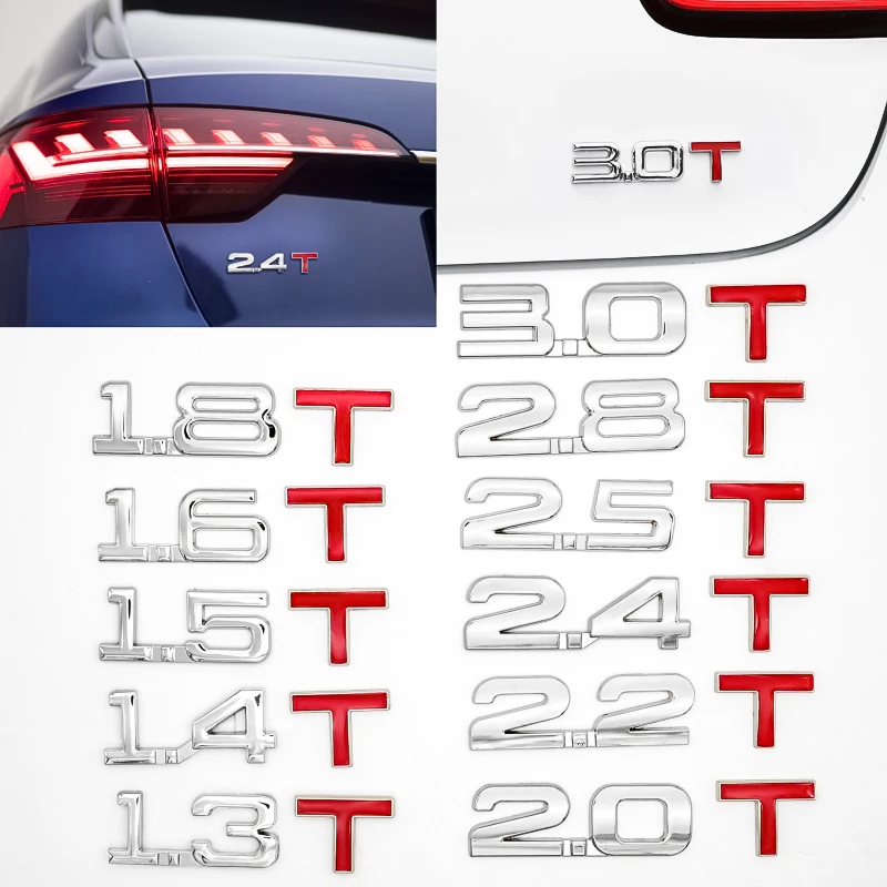 

Car sticker 3D 1.4T 1.5T 1.6T 1.8T 2.0T 2.2T 2.4T 2.5T 2.8T 3.0T Metal modified car tail logo sticker general exhaust logo