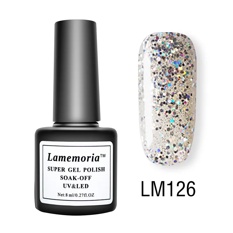 LM126 144 цветов, Гель-лак для ногтей, 8 мл, гибридный гвоздь, полуперманентные гель-лаки, впитывающий верх, белый, розовый, зеленый, черный Гель-лак - Цвет: LM126