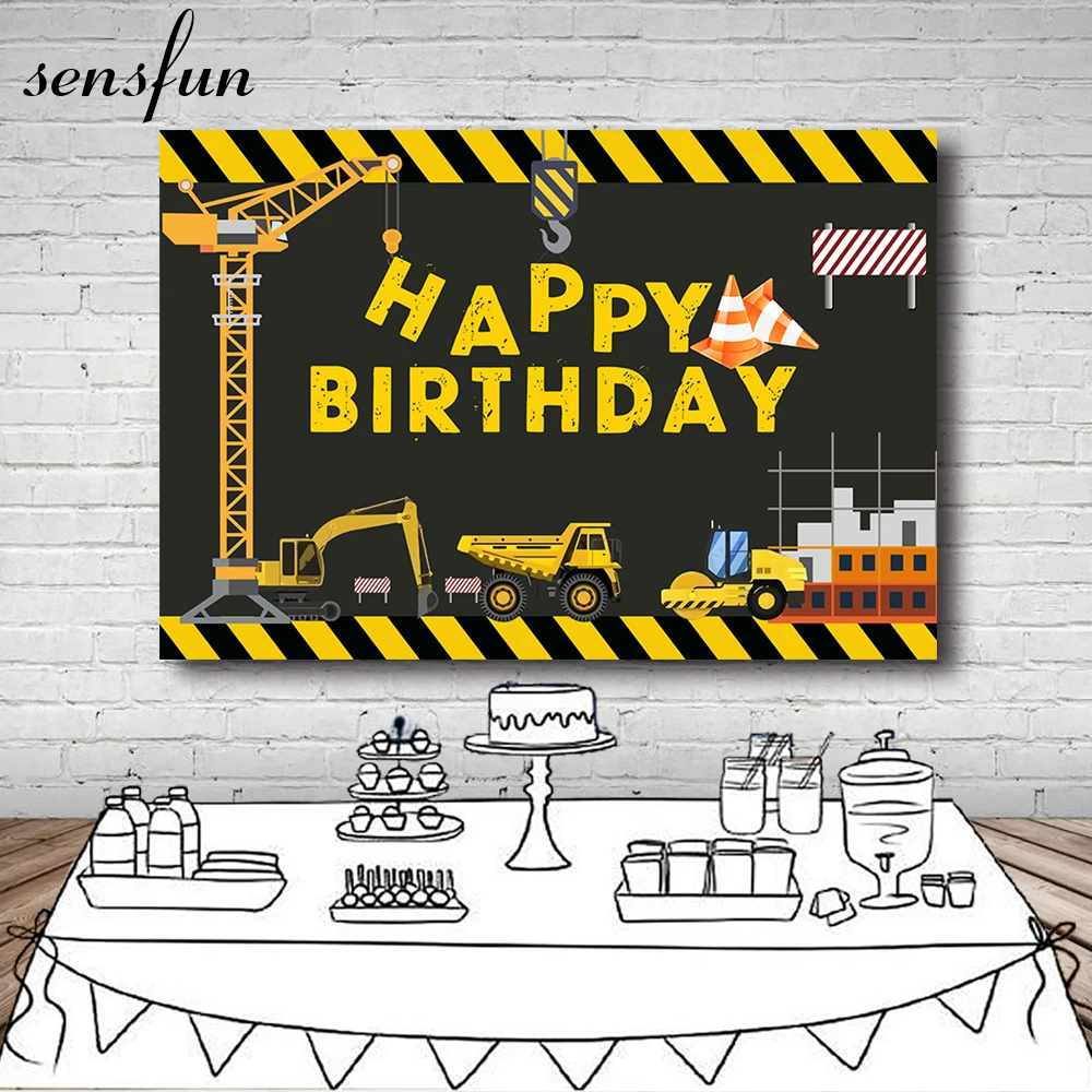 

New Design Construction Party Background For Boys Birthday Photography Banner Decor Backdrop Dump Truck Boy Photo Studio Prop