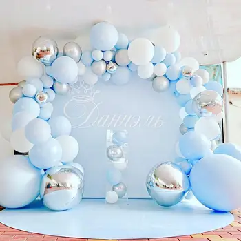 

141pcs Blue Silver Macaron Metal Balloon Garland Arch Event Party Foil Balons Weding Baby Shower Birthday Party Decor Kids Adult