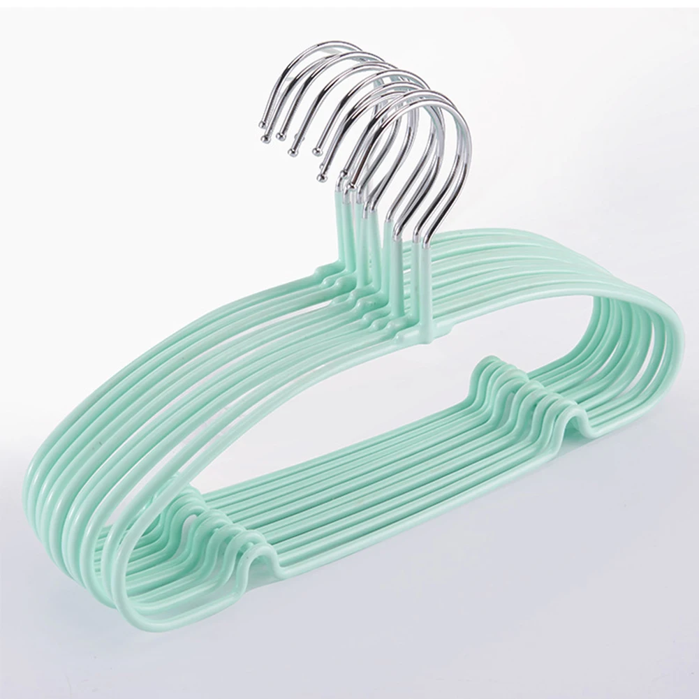 Синий 10pcs Coat Rustproof Mini Hanger Anti Skid Storage Candy Colored Groove Design Drying Rack Home Practical Children Clothes - Цвет: Синий