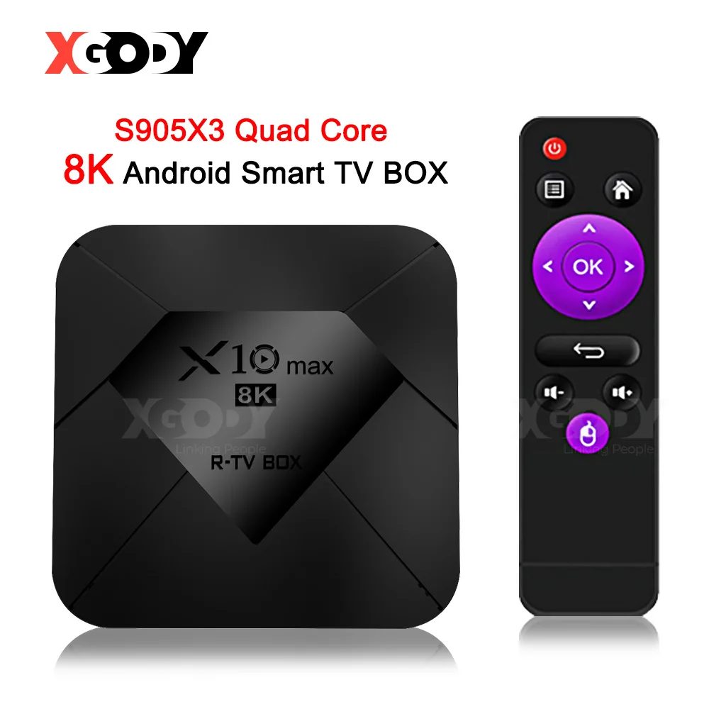 XGODY X10 Max Android TV медиаплеер коробка 4 Гб 64 четырехъядерный WiFi ТВ приемник Streamer Bluetooth