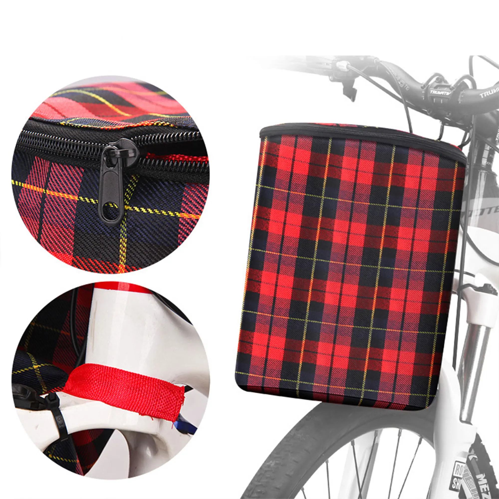 

Bicycle basket stylish lattice detachable storage bag storage bag hanging side handle optional cover design hot sale 2020