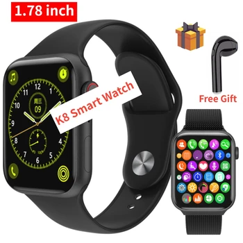 

IWO K8 Men Smartwatch Women 1.78 inch Wireless charge Bluetooth Call Heart rate Sports Smart Watch for IOS Android PK IWO12