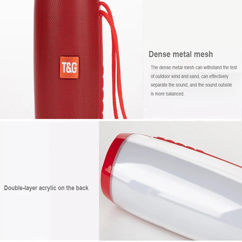 Powerful Portable Speakers Bluetooth Speaker Column Wireless Speaker with LED Night Light TF Card FM Radio Boombox Built in Mic