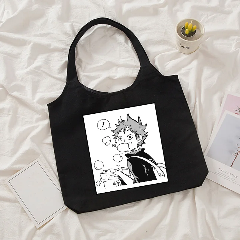 Fashion Anime Haikyuu Shopping Bag Eco Manga Tote Harajuku Shopper Bag Women Canvas Shoulder Bag Large-capacity Large-capacity key wristlet