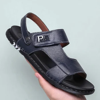 

2020 Summer Sandals Men Leather High Quality Sandals Outdoor Beach Shoes New Lightweight Soft Non-slip Rubber Footwear
