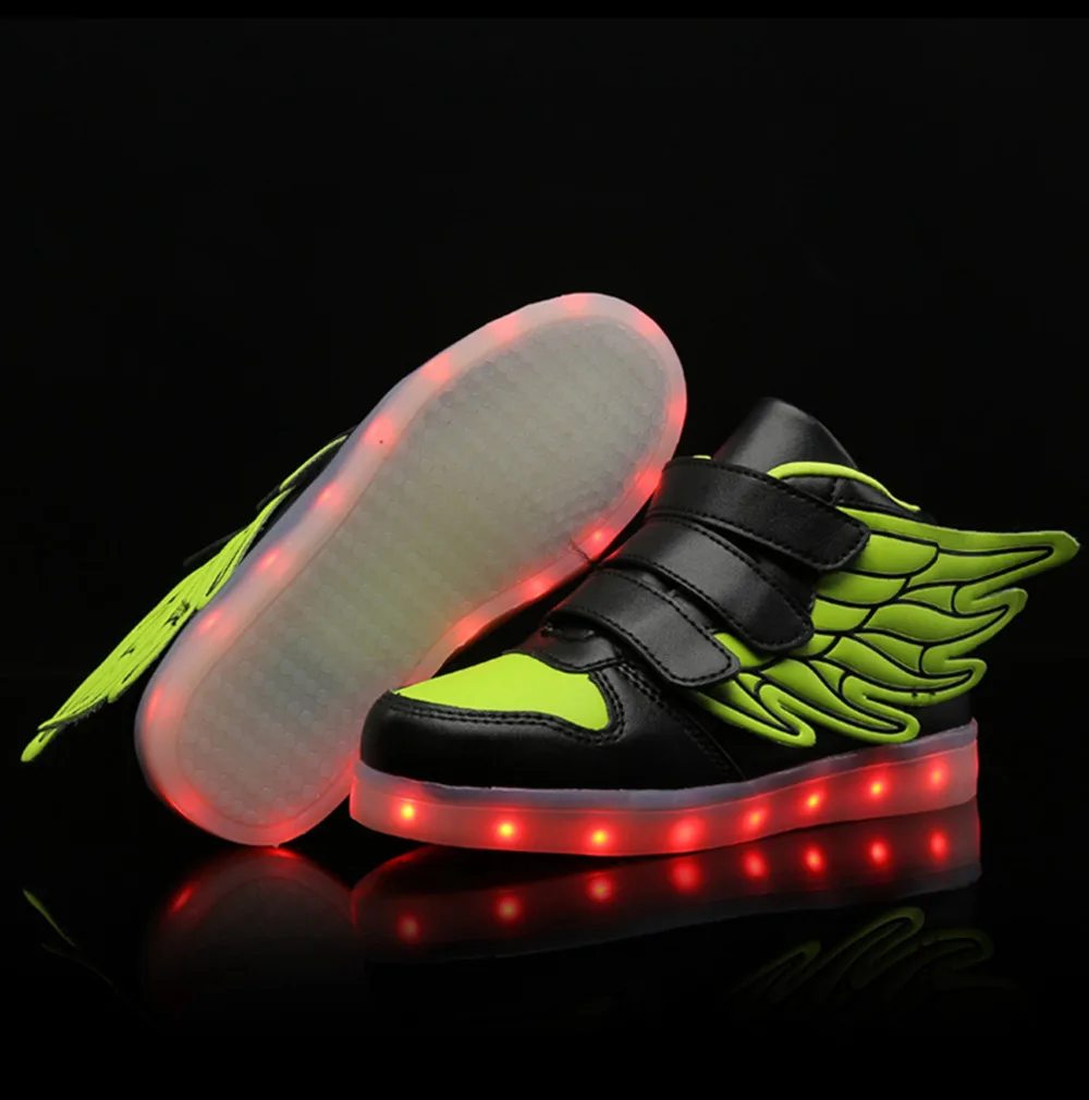 DJ крылья детский светодиодный светильник s обувь красочные светящиеся обувь с зарядкой USB Детский Светильник кроссовки