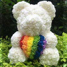 40 см розовый медведь искусственный цветок розы Teddi медведь женский подарок подружка украшения плюшевый медведь Розы Подарочная коробка и внешняя коробка