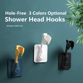 

360 Degree Adjustable Shower Head Hooks Multi-Function Bathroom Hooks No Drilling Paste Showerhead Bracket Shower Head Base