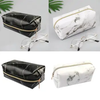 

Large Marble Pencil Cases Leather Pen Box Big Makeup Supplies Travel Office Pencil School For Girls PU Gift Marble Bag Case R8N4