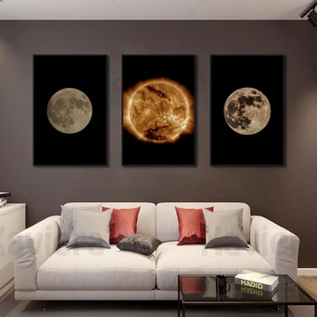 

Decorative Painting Cosmic Wall Picture Nordic Minimalism Art Moon Earth Sun Canvas HD Posters And Prints For Living Room Custom