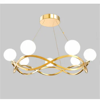

LED chandelier indoor lighting modern creative golden round chandelier living room lamp bedroom lamp dining room chandelier
