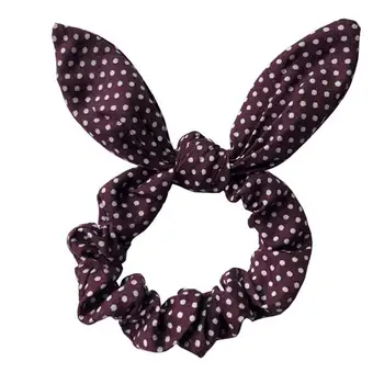 

Dots/Stripe/Plaid Print Rabbit Ears Hair Ring Rope Cute Women Ponytail Holder