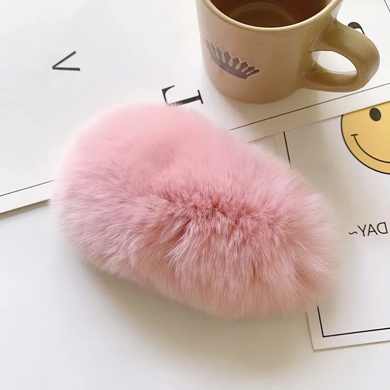 4 pink rabbit fur