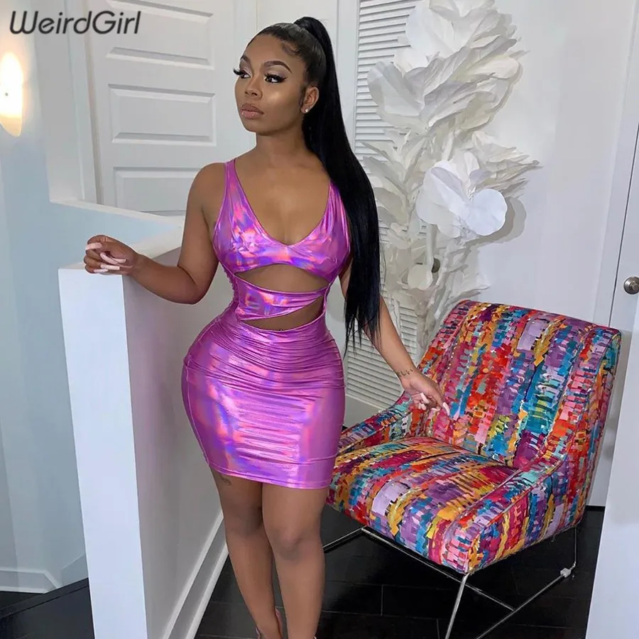 

Weirdgirl women hollow out sexy dress sheath sleeveless slim mini dress Elegant femme autumn 2019 new streetwear solid vestidos