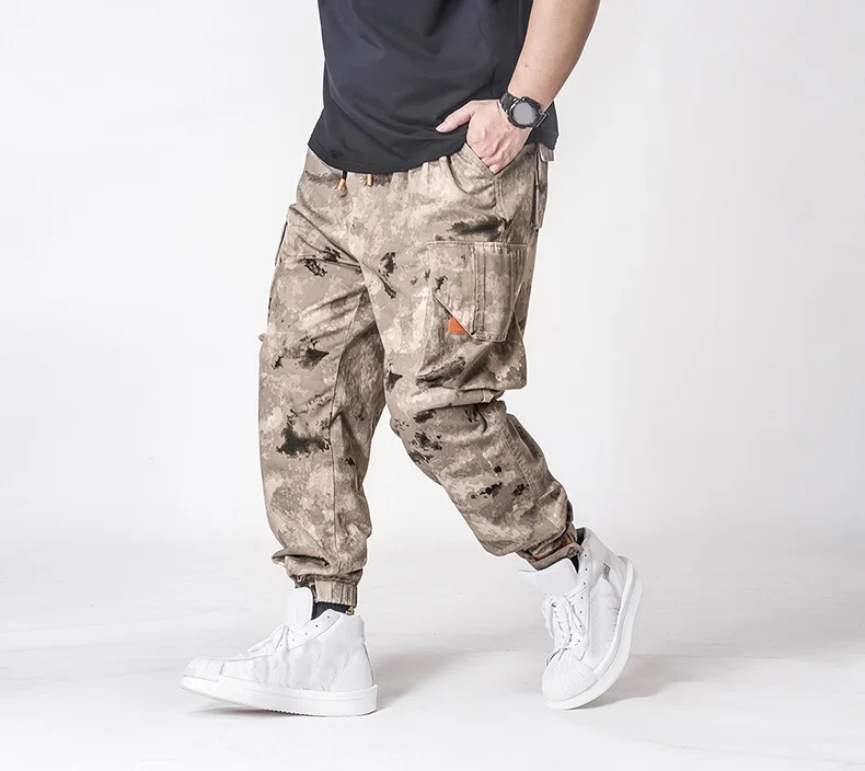 Камуфляжные мужские брюки карго, 6XL, 7XL, Брюки с карманами для улицы, Осенние хипстерские брюки, плюс размер, большие 48 цвета хаки, крутые брюки