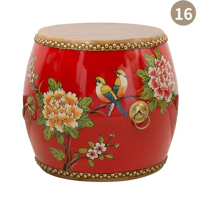 Барабанный стул из массива дерева новый китайский вышитый кожаный диван guzheng