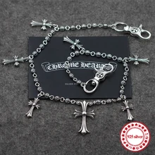 Мужские брюки с цепочкой из стерлингового серебра 925 пробы, классический стиль в стиле хип-хоп, панк, армейский цветок, подарок для влюбленных