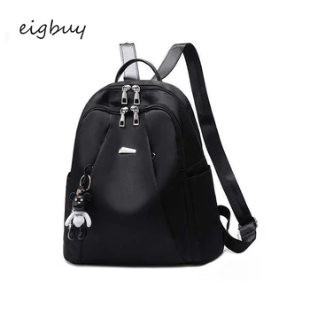

Women Backpack Shopping Bag Luxury Classic Nylon Solid Zipper Black Vintage School Backpacks For Teenagers 54evu5 Bookbags