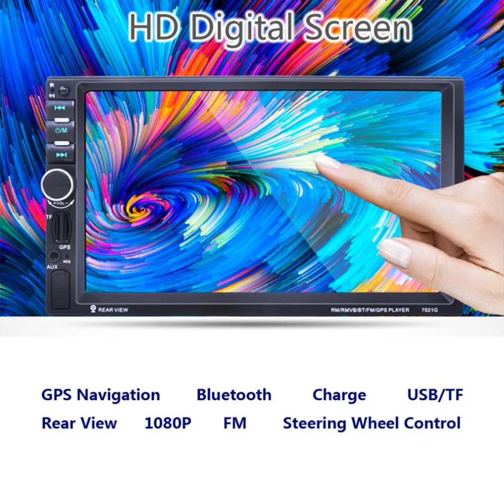 7021G 7-Inch 1080P HD Touch Screen Car MP5 Player GPS Navigation Handsfree Bluetooth FM Radio Tuner AUX Audio Input