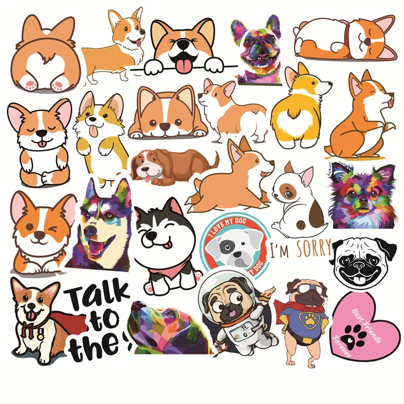 PET DOG PUG CORGI stickers (5)