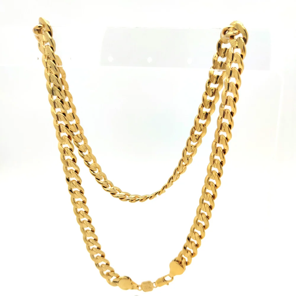 Mens Miami Cuban link Chain Necklace 18K Gold Finish 10mm Stamped Carat Men's Big 24&quot Inch Long Hip Hop | Украшения и