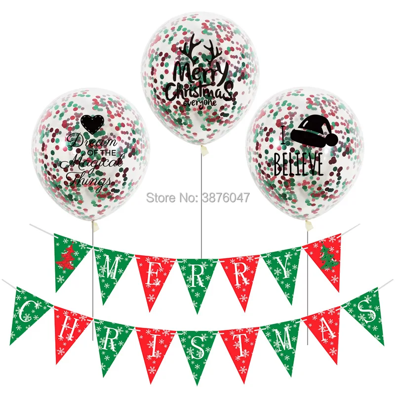 Веселый Рождественский шар украшения для рождественской вечеринки веселые рождественские растяжки рождественские красные зеленые конфетти воздушные шары