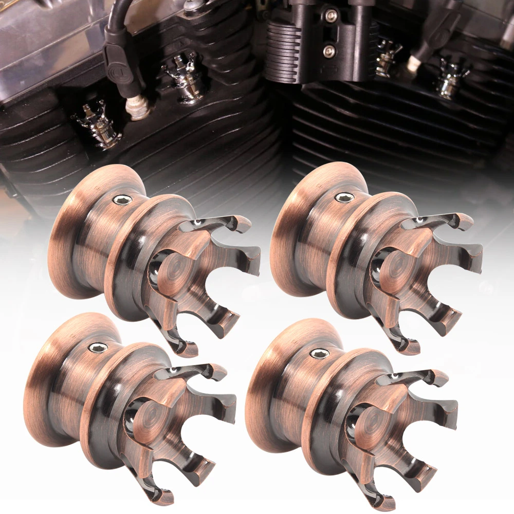 4pcs Motorcycle Copper Crown Engine Screw Cap Covers for Harley Sportster Dyna