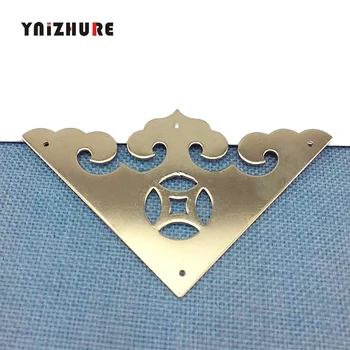 

8PC Pure Copper Brass Vintage Flat Corners Flower Coin Heart Black Protectors Furniture Hollow Triangle Covers with Pins 8*10cm