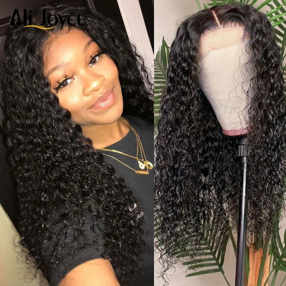 Deep Curly 4x4 Closure Lace Wig For Black Women 13X1 T Part Lace wig