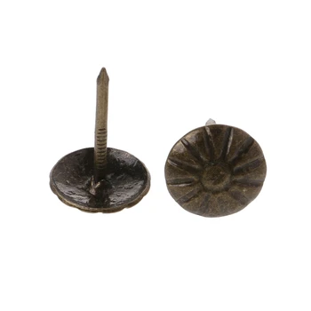 

100pcs Antique Brass Upholstery Nails Tack Stud Pushpin Doornail Hardware Decor