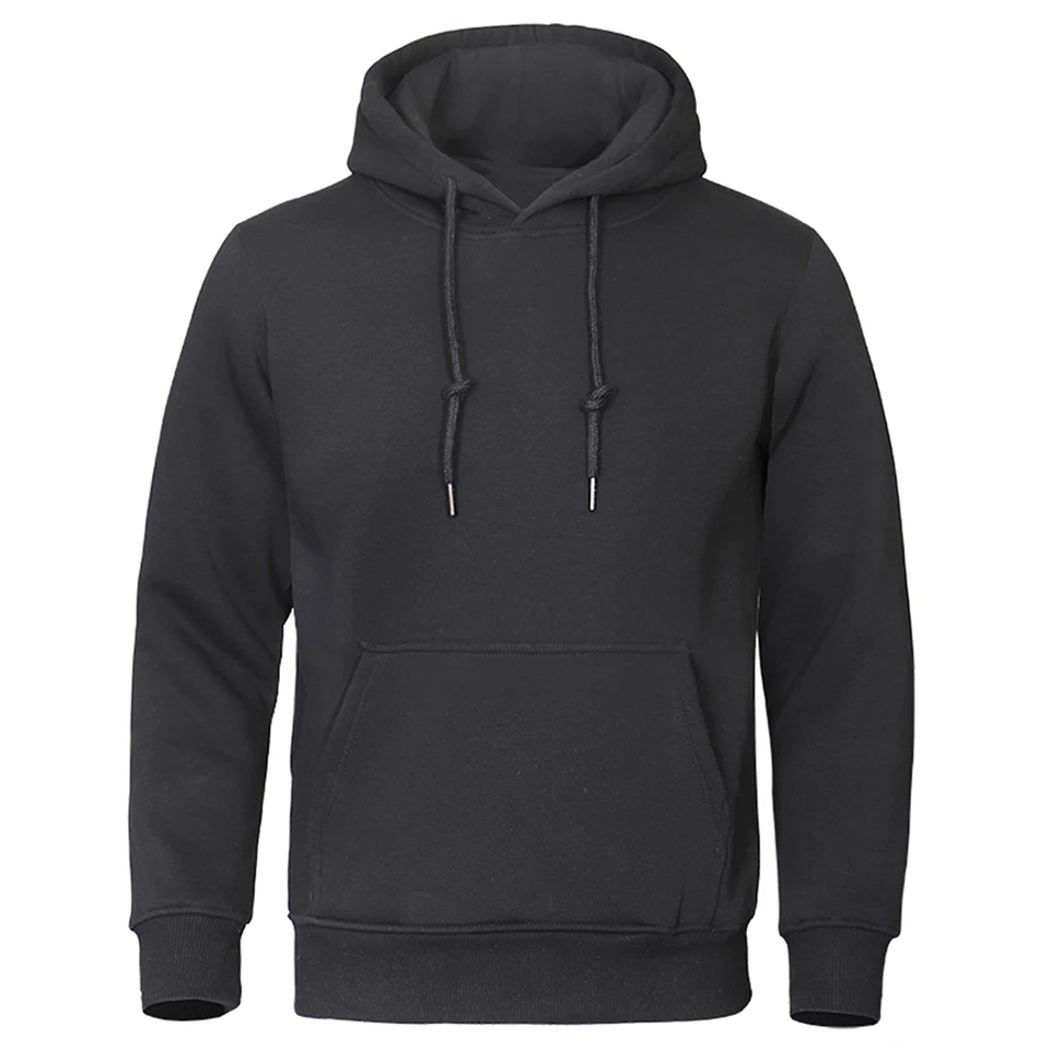 Solid Color Warm Fleece Hoodies for Men