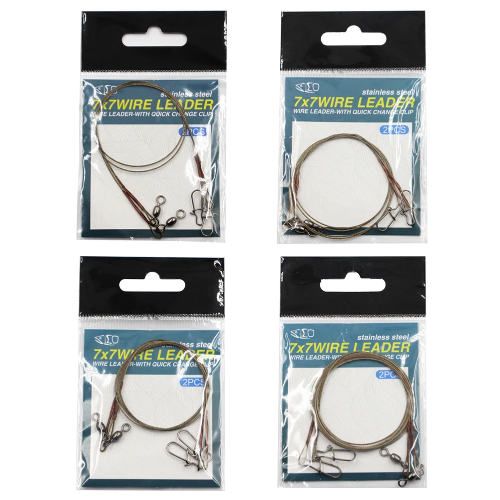 2pcs Stainless Steel Wire Leader Fishing Leash with Rolling Swivels