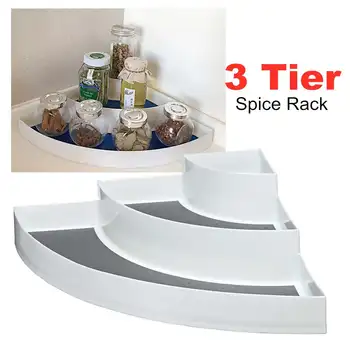 

3 Tiers Desktop Cabinet Kitchen Spice Seasoning Bottle Holder Rack Jar Storage Organizer Shelf Bathroom Corner Storage Tools